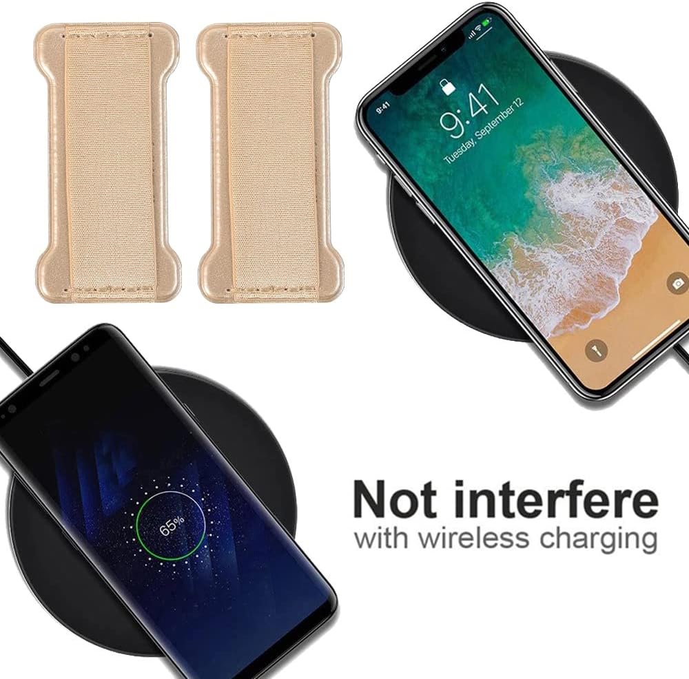 Cell Phone Finger Grip Strap Holder for Hand, Finger Strap Phone Holder, New Slim Finger Loop Selfie Grip Compatible with Most Smartphones - 2Pack(Black Gold)