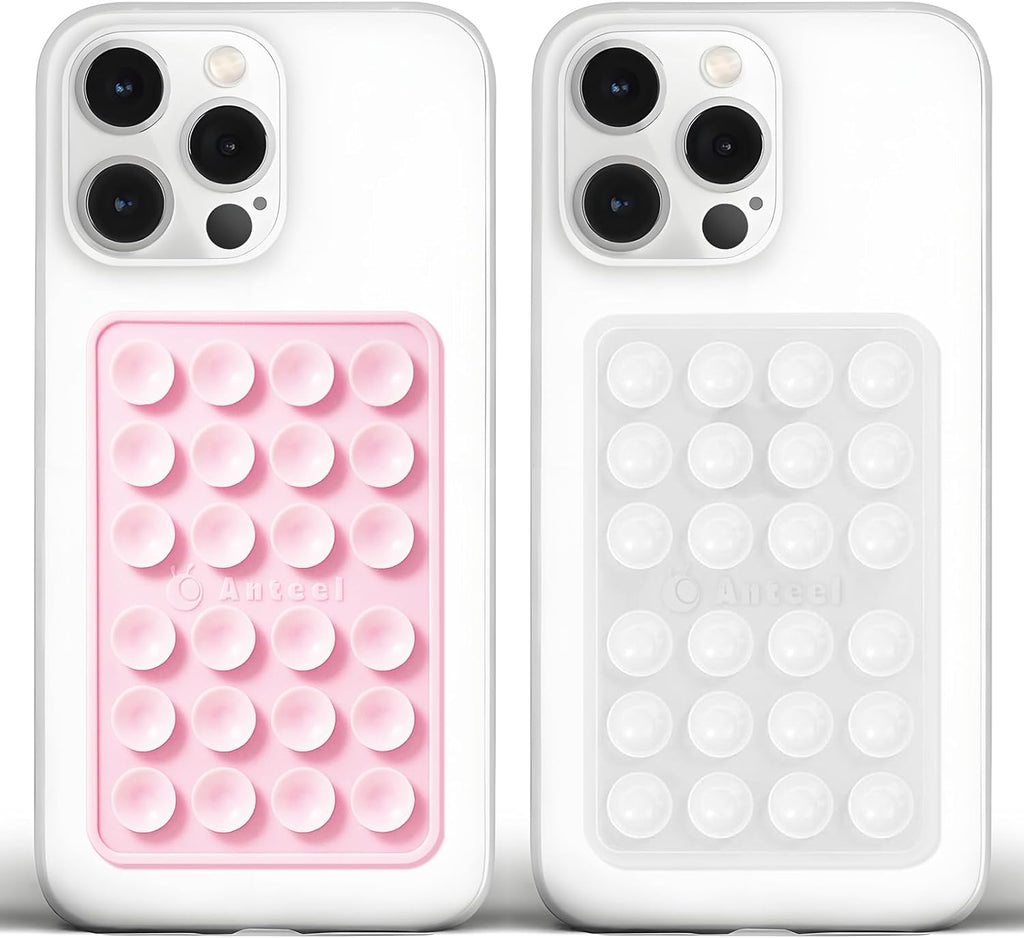 Anteel Medium-Sized Silicone Suction Phone Case Adhesive Mount, Enhanced Suction Power and Upgraded Thickened Sticky Phone Grip, Durable, Hands-Free Sticky Phone Holder, 2.28"x3.46" (LPK&TP)