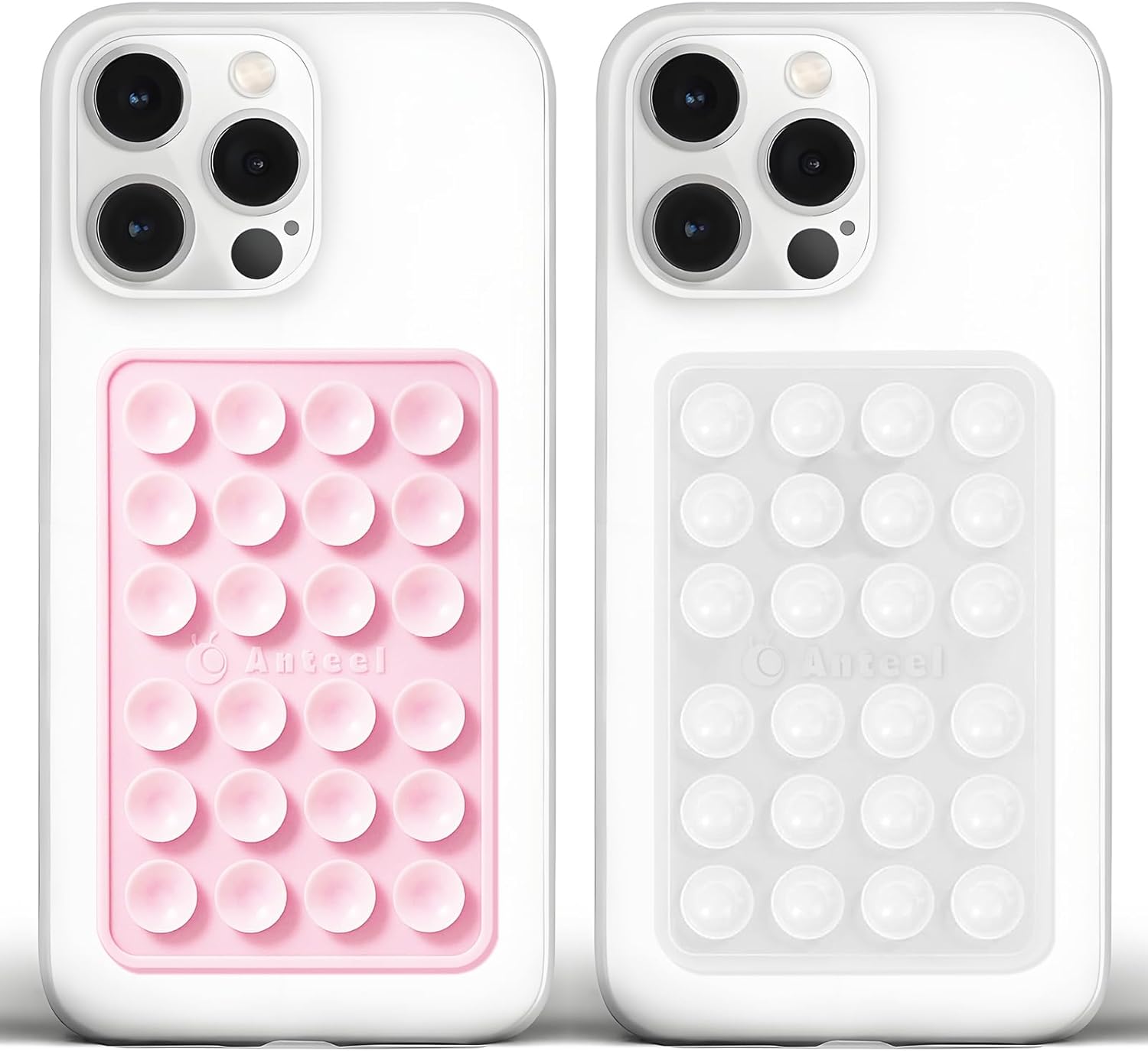 Anteel Medium-Sized Silicone Suction Phone Case Adhesive Mount, Enhanced Suction Power and Upgraded Thickened Sticky Phone Grip, Durable, Hands-Free Sticky Phone Holder, 2.28"x3.46" (LPK&TP)