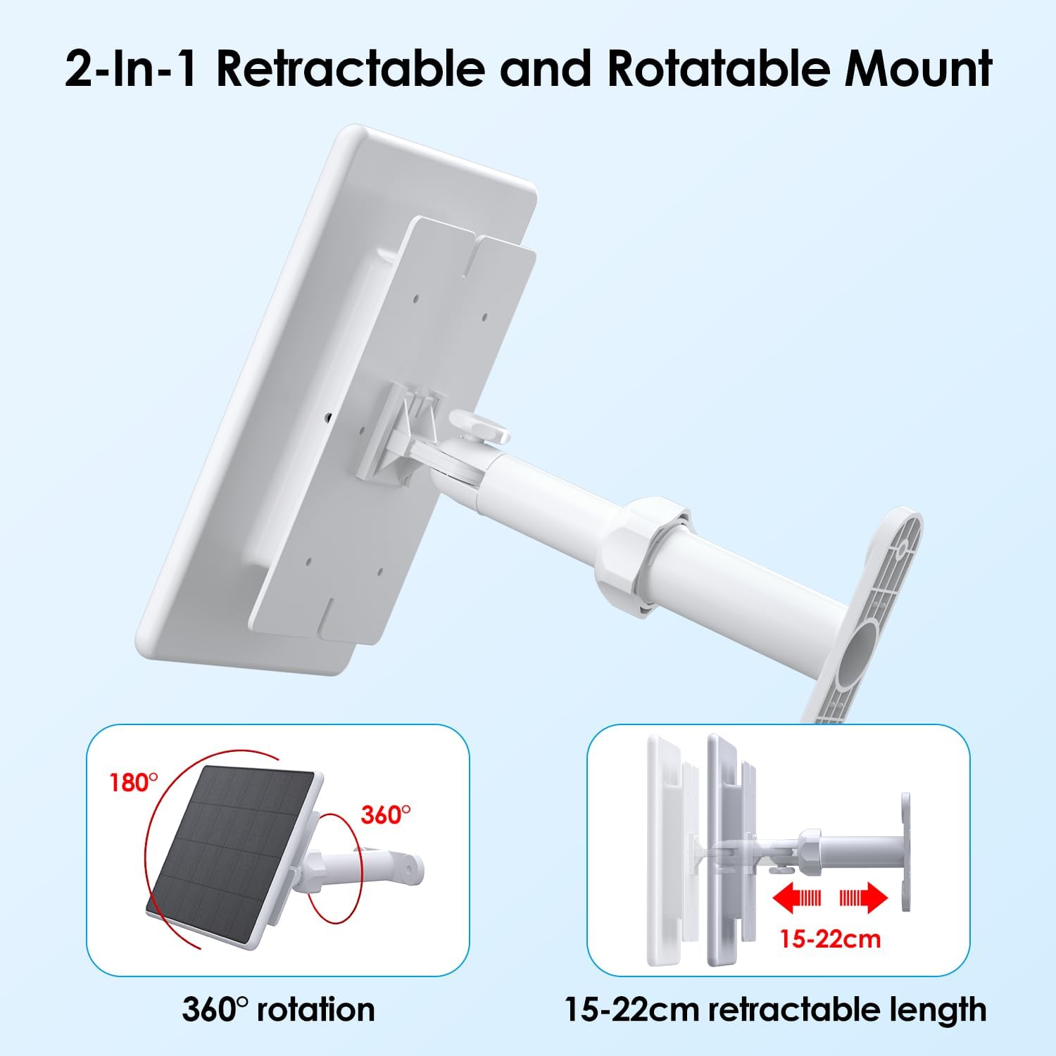 6W Solar Panel for Ring Spotlight Cam Battery & Stick Up Cam Battery (2 Pack), High-Efficiency Solar Charger with 360° Adjustable Retractable Bracket & 10ft Cable