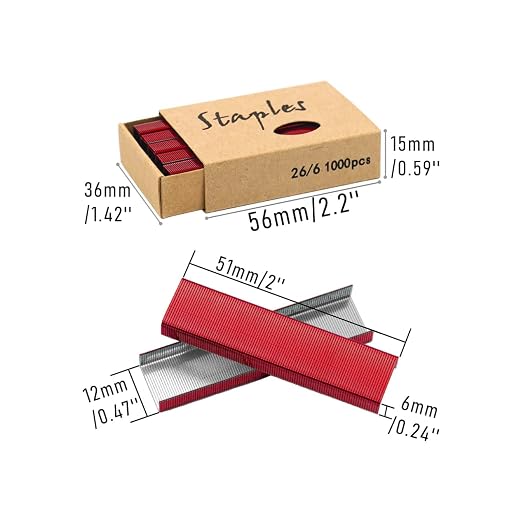 Red 26/6 Standard Staple Set 12mm Width 1000/Box 6 Boxes/Pack 6000 Count Staples - Image 3