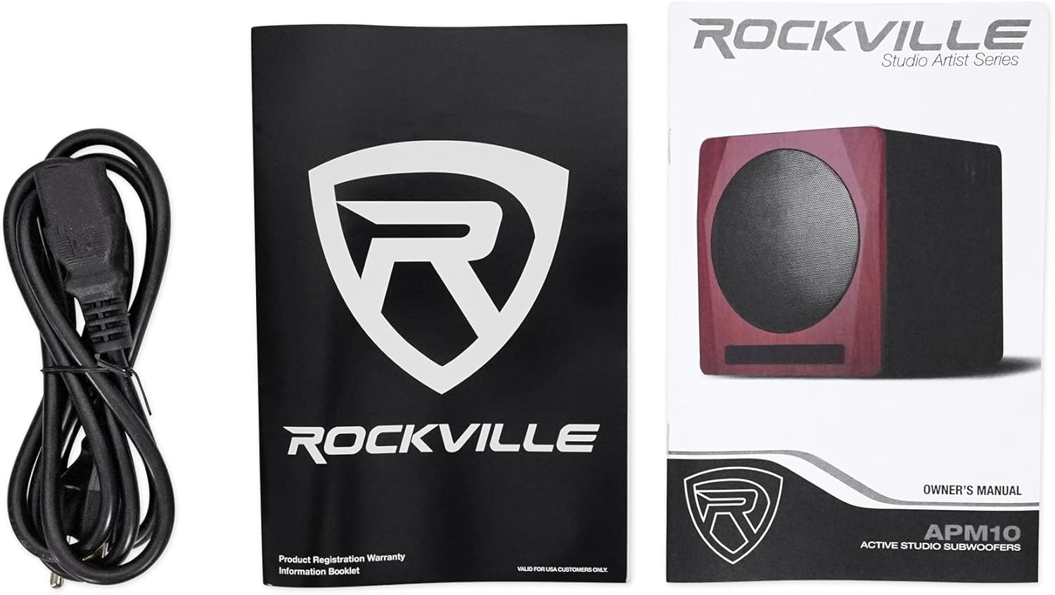 Rockville APM10B Active Studio Subwoofer in Black, 10"", 400W, MDF Wood, RCA/XLR/Optical, Front-Firing Port, Perfect for Studios and Music Production