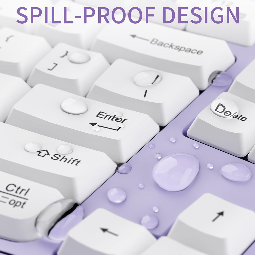 Ergonomic Wireless Keyboard and Mouse Combo, Wave Keys Keyboard with Wrist Rest for Natural Typing, 3 DPI Adjustable Ergonomic Silent Mouse for Computer/Laptop/Windows/Mac (Purple)