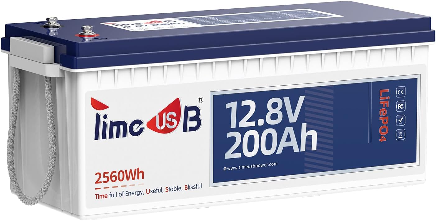 12V 200Ah LiFePO4 Battery, 2560Wh Lithium Deep Cycle Marine/RV Battery with Built-in 100A BMS, Ideal for Trolling Motor, RV, Solar Panel Systems, and Off-Grid Power Solutions (1 pcs, 12V 200Ah)