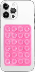 Silicone Suction Phone Case Mount, Non Slip Sticky Phone Grip for Cellphone, Silicon Adhesive Suction Cup Phone Mount, Strong Grip Holder for Selfies and Videos (Pink)