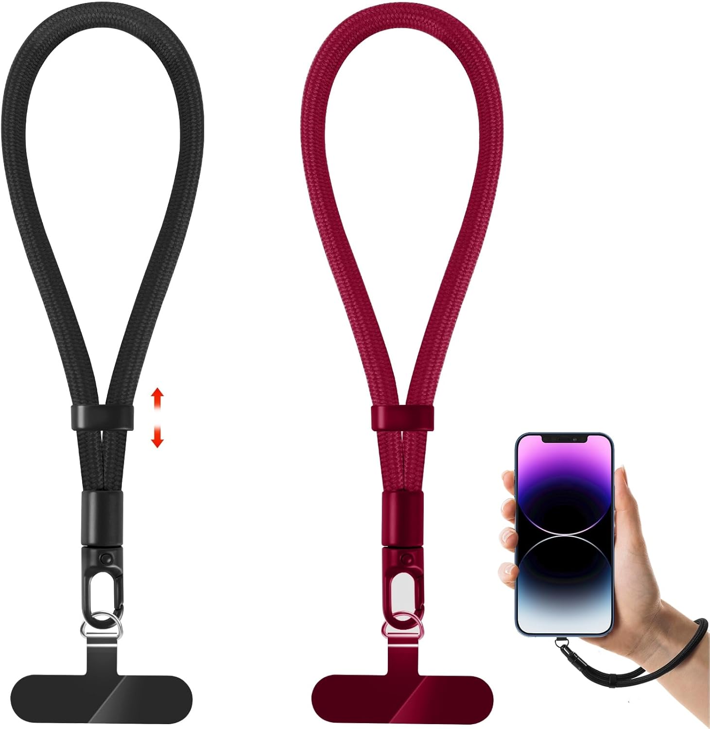 Phone Lanyard, 2 Pack Adjustable Cell Phone Lanyard Strap, Hand Wrist Strap Lanyard with Tether Tabs for Smartphones