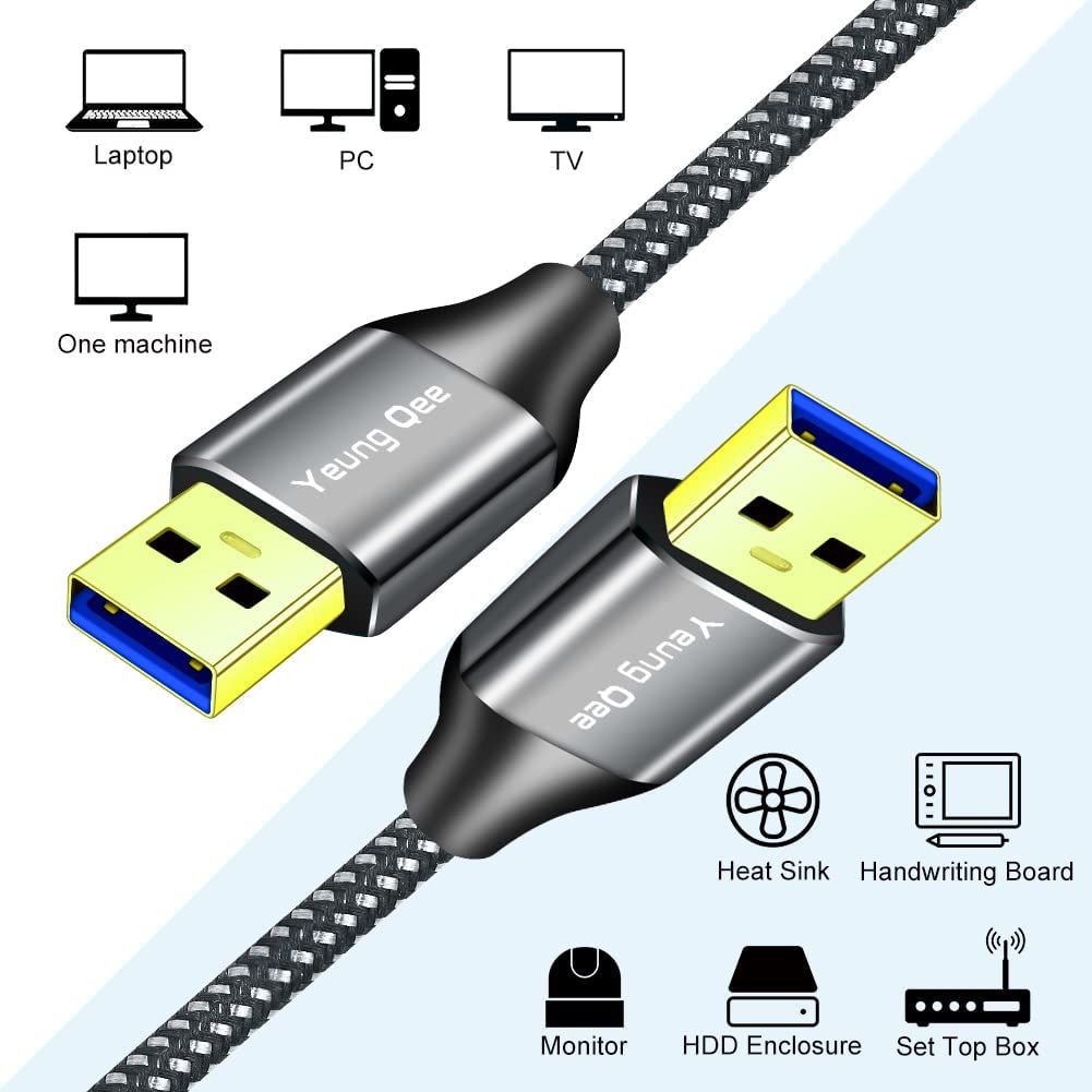 USB 3.0 A to A Male Cable 1 ft,Super Speed Type A Male to Male Cable USB 3.0 Double End USB Cord for Hard Disk, Cameras,Laptop Cooler, DVD Player and More (1FT/0.3M)