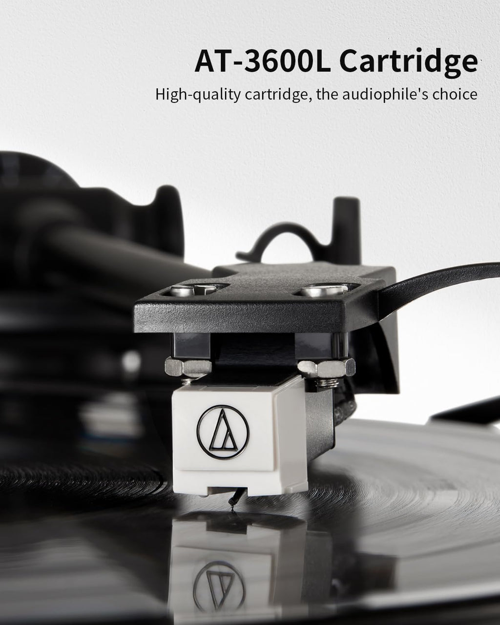ANGELS HORN High Fidelity Vinyl Record Player, Bluetooth Turntable, 2 Speed Belt Drive, Built-in Preamp, Adjustable Counterweight,Magnetic Cartridge (Black)