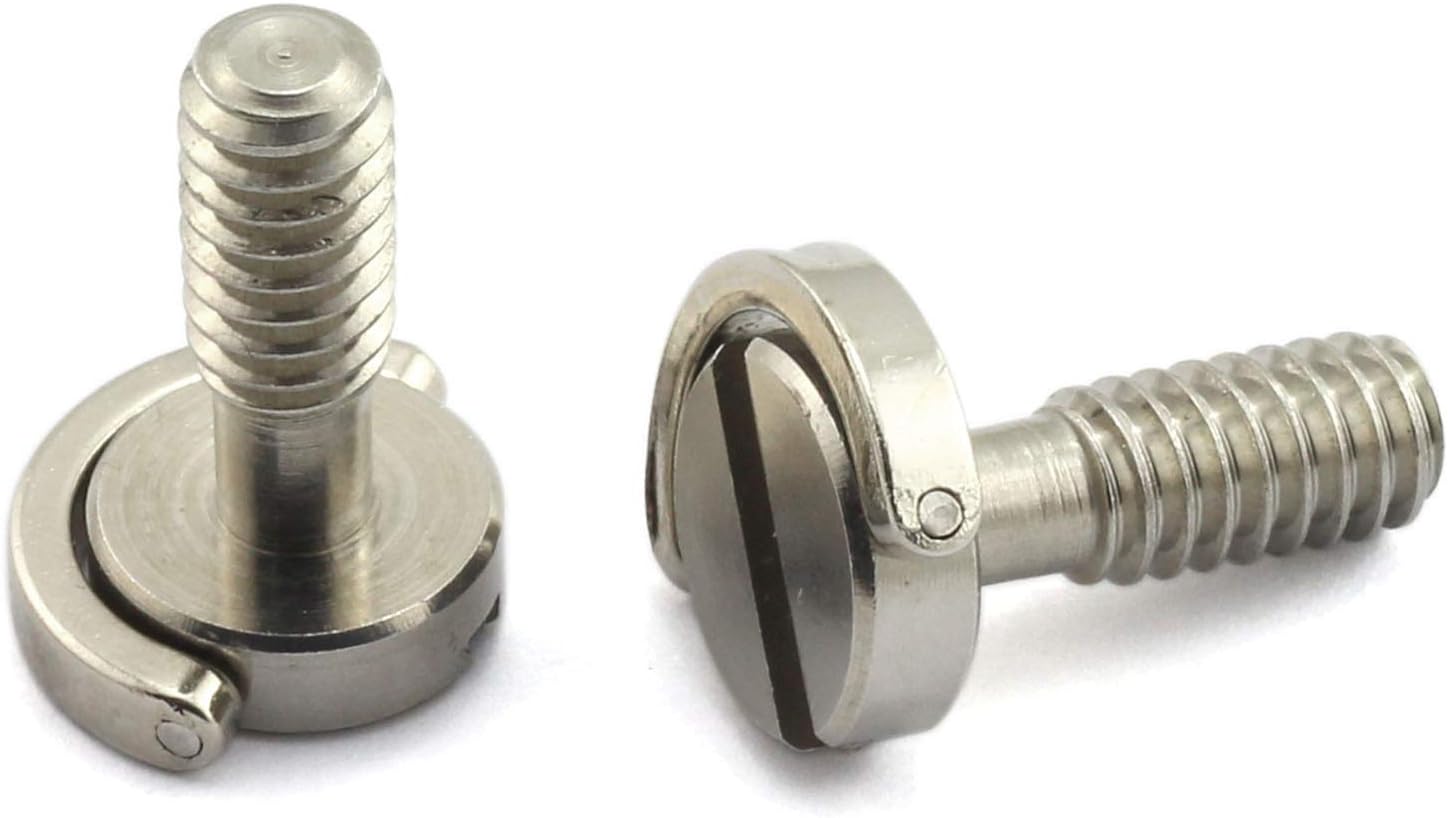 HJ Garden 2pcs 1/4-20 Thread D-Ring Stainless Steel Camera Fixing Screws for Camera Tripod Monopod QR Plate,D Shaft Quick Release Plate Mounting Screw 17mm Length
