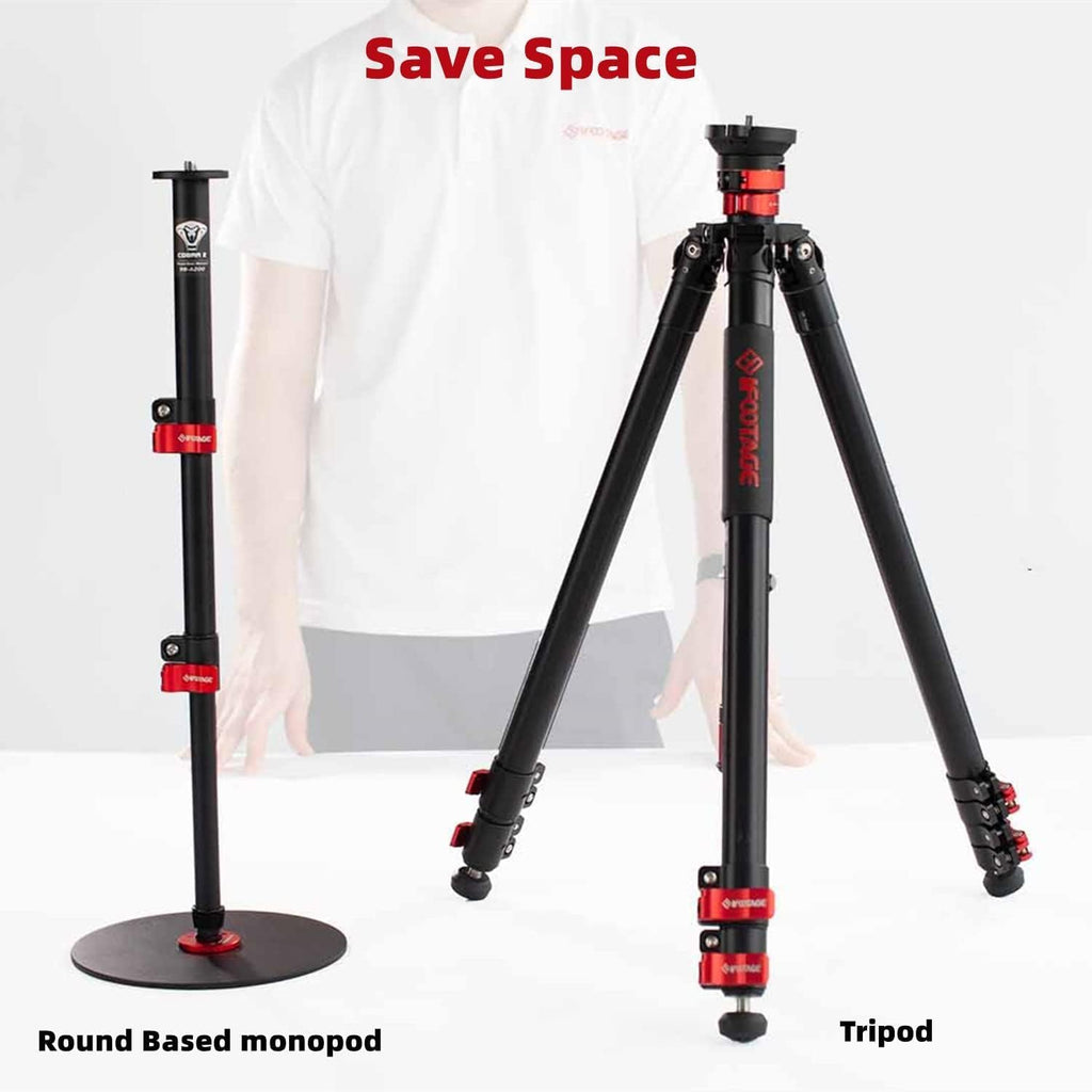 IFOOTAGE Cobra RB-A200,Round Base Monopod,Professional Camera Aluminium Monopod with Quick Adjustment Height Buckle,Compatibility DSLR Cameras Camcorders(22.05Inc)