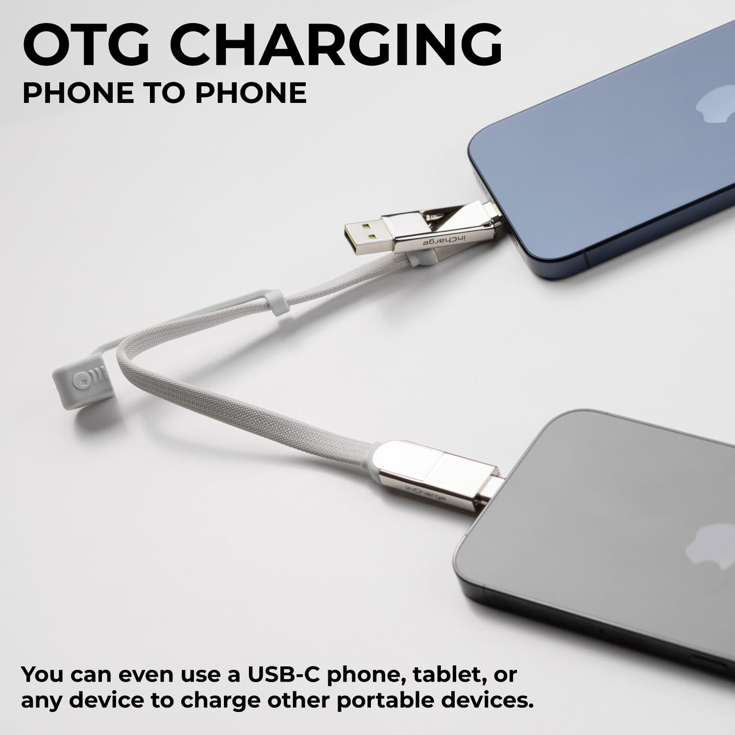 Rolling Square inCharge XL 30cm - USB C Charger Cable, Lightning for Smartphone, Universal 6 in 1, USB Plug, Glacier White, 100W