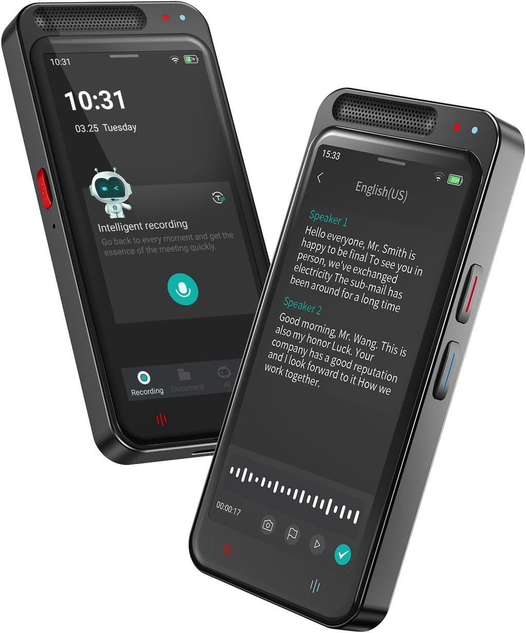 AI Voice Recorder with Playback, Digital Voice Recorder with AI Transcription, Summary, Translation, Full Touch Screen Recorder with 80GB, Audio Recorder Device for Meetings, Lectures, Interviews