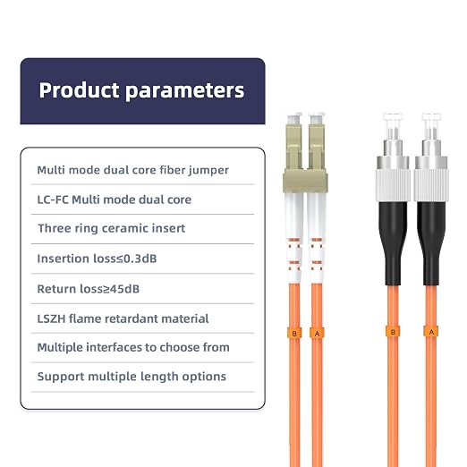 1M/3FT OM1 Fiber Patch Cable, LC/UPC to FC/UPC, 62.5/125μm, 10GB Multimode - Image 3