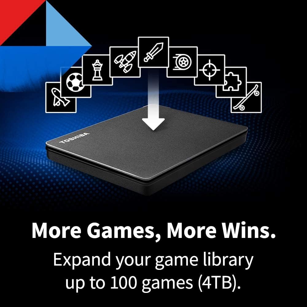 TOSHIBA Canvio Gaming 2TB & Basics 4TB Portable External Hard Drives for Playstation, Xbox, PC & Mac