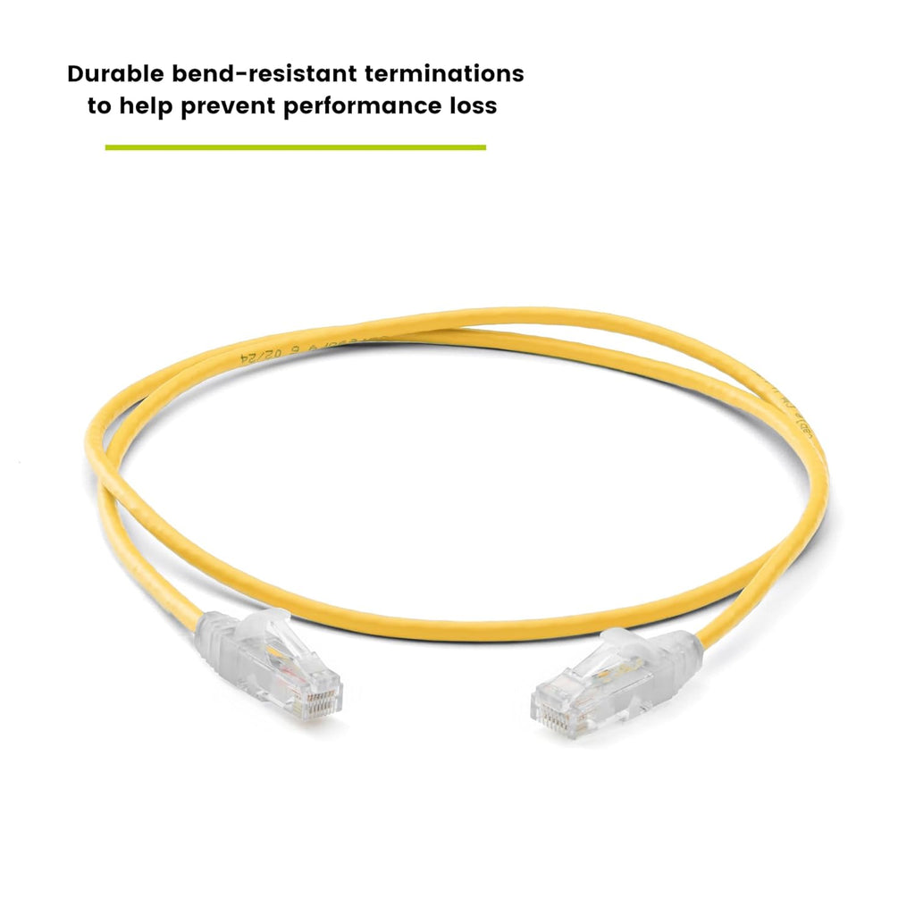 TRUECABLE Cat6 Component Rated Patch Cable, Unshielded (U/UTP), 3ft, Yellow, 28AWG Solid Copper, Snagless 10G High-Speed Ethernet Cable, PoE++ 4PPoE 100W, UL Listed, RoHS-3, 5 Pack