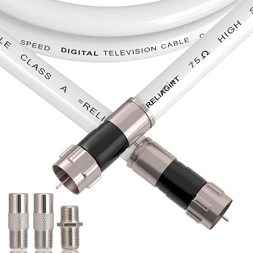3ft RG6 Coaxial Cable White, 75 Ohm Coax Cable by RELIAGINT