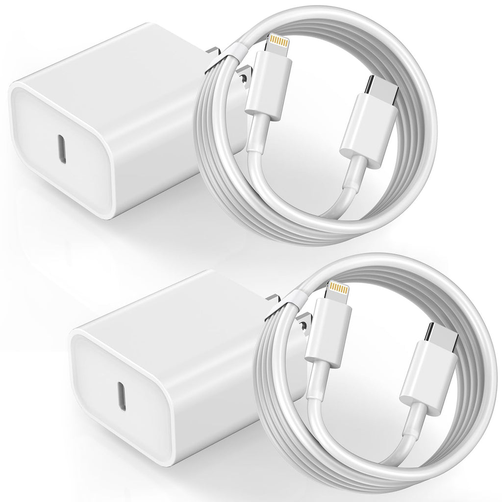 2Pack iPhone Fast Charger, Type C Charger Fast Charging Power Delivery Fast Charging Block Travel Plug with 2Pack Type C to Lightning Cable Cord Compatible with iPhone 14/14 Pro/13/12/11/X,iPad