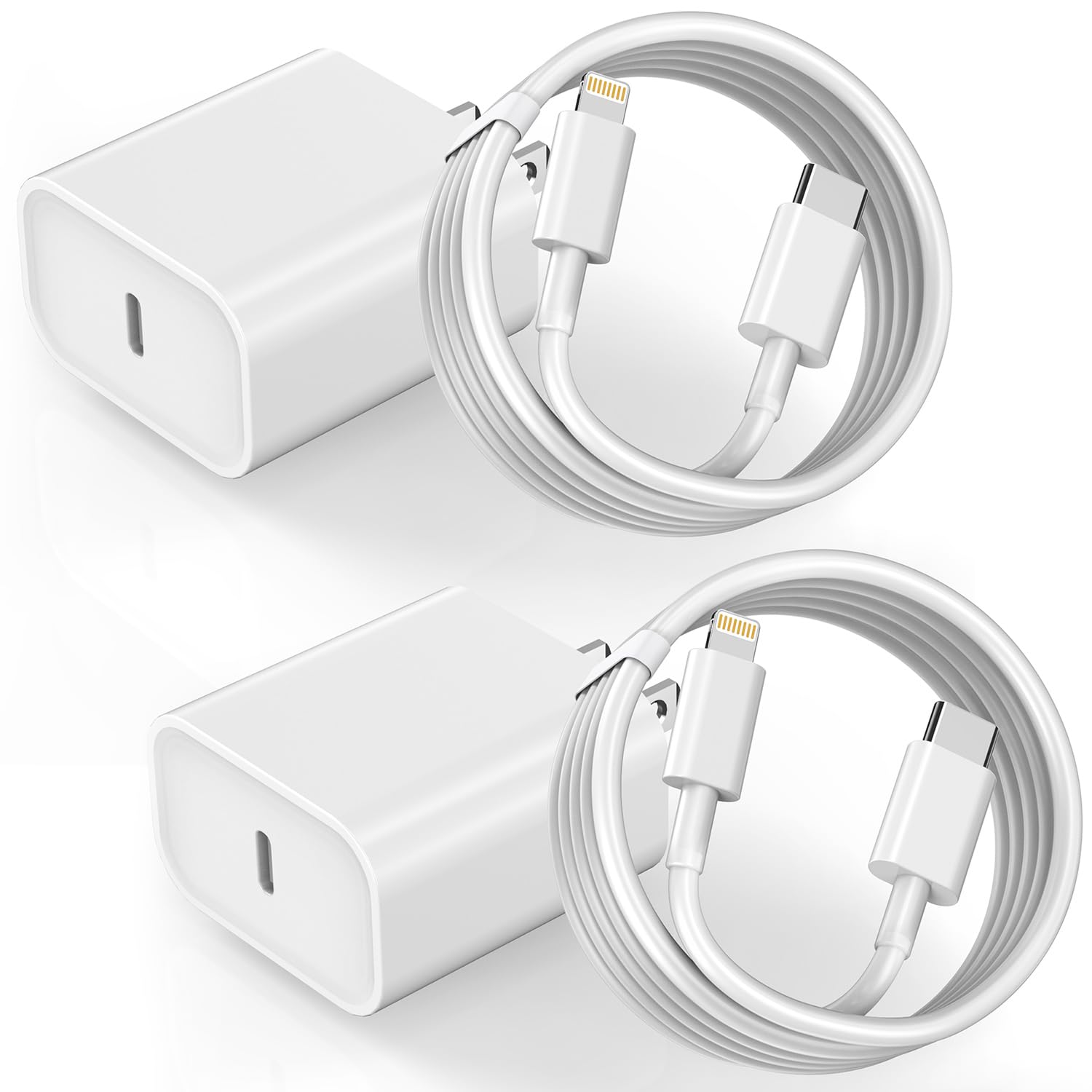 2Pack iPhone Fast Charger, Type C Charger Fast Charging Power Delivery Fast Charging Block Travel Plug with 2Pack Type C to Lightning Cable Cord Compatible with iPhone 14/14 Pro/13/12/11/X,iPad