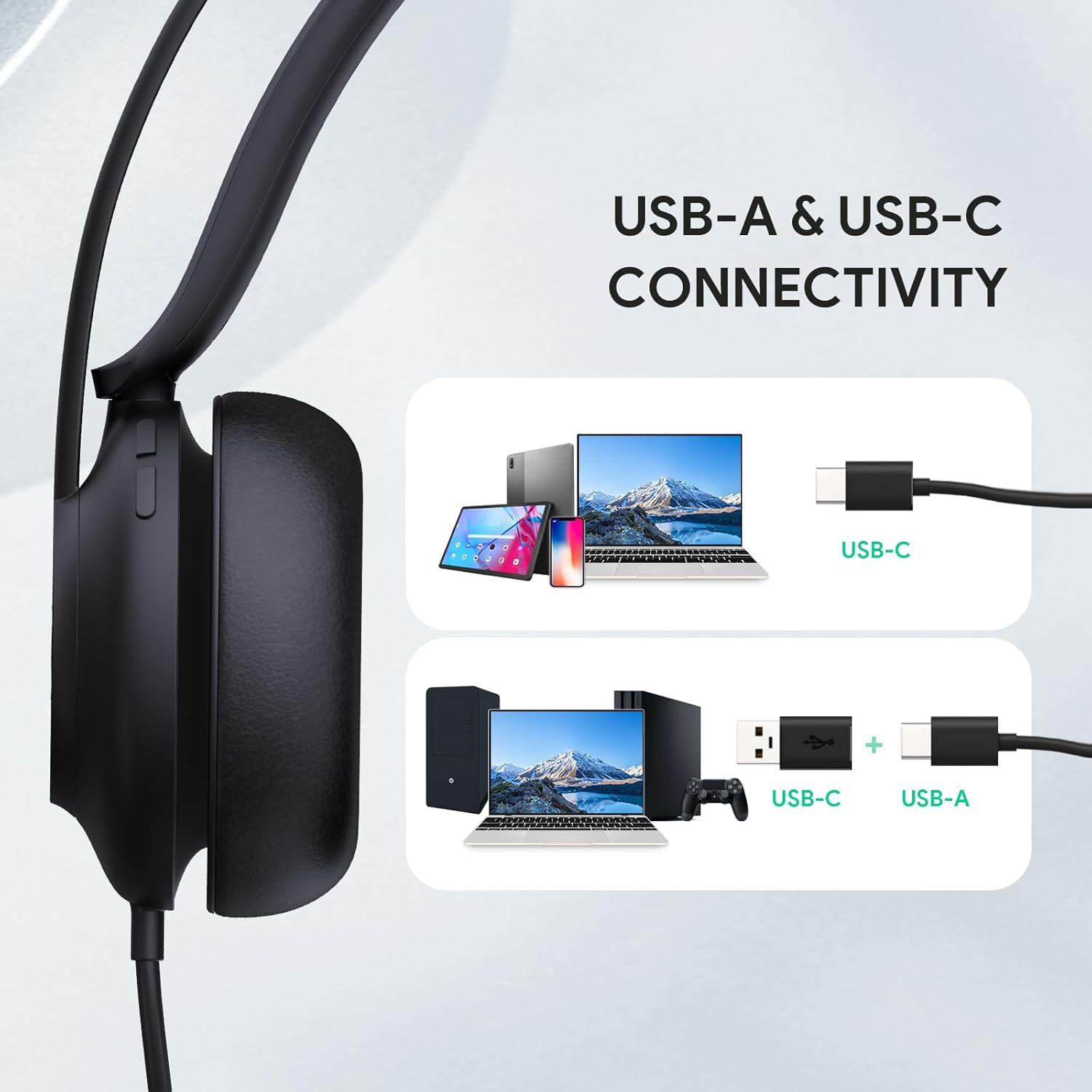 Yealink UH37 USB Headset with Noise Cancelling Microphone,Wired Headset for PC Laptop,Teams Certified,USB-A & USB-C Cable,Works with Zoom and Other Leading UC Platforms