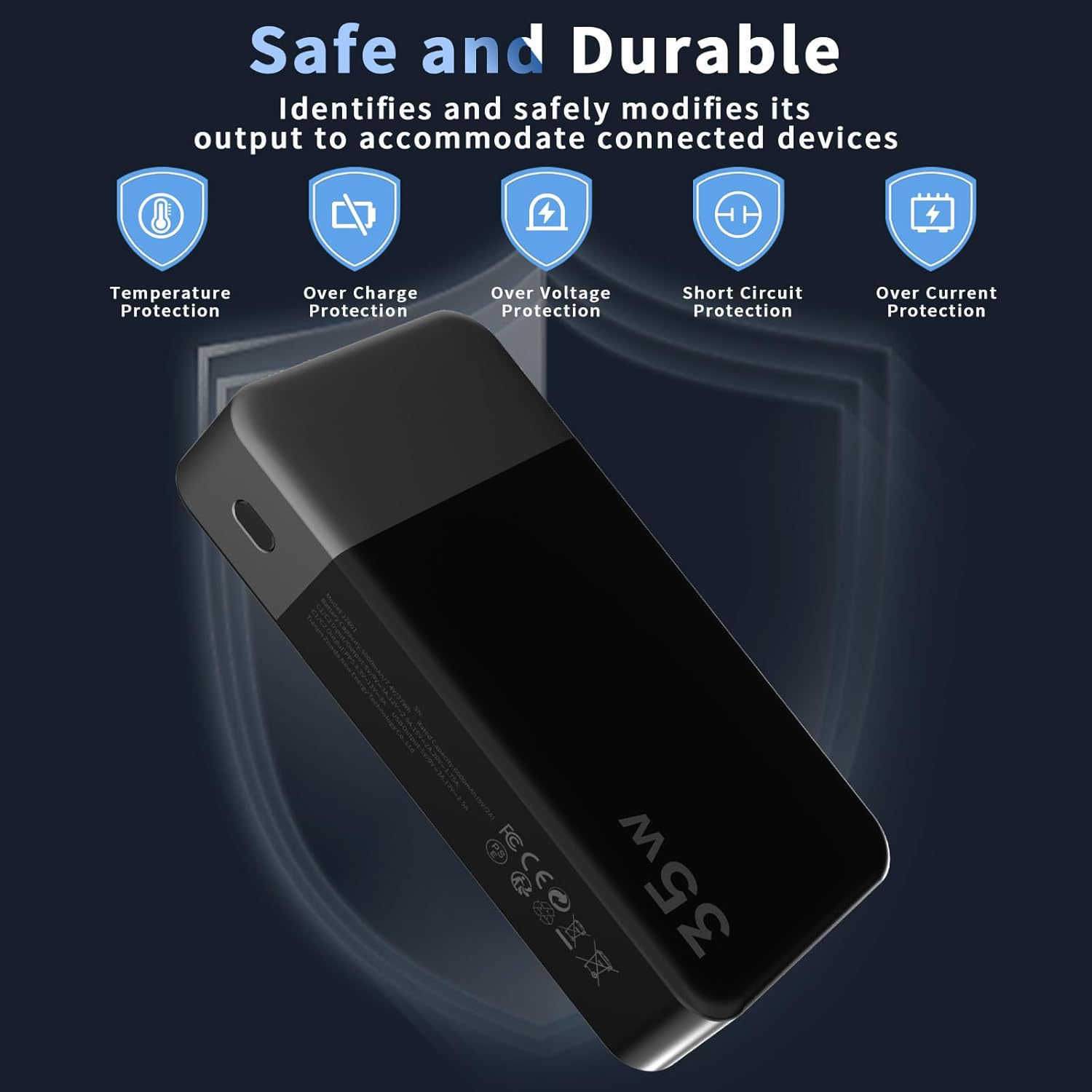 NOBIS Portable Charger, 20000mAh Power Bank, 35W Power Bank Fast Charging, Battery Pack with C to C Cable, Battery Bank with Digital Display for Phone Android etc