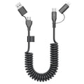 Coiled USB-C and Lightning Cable 2-in-1, 3FT iPhone 17 16 Car Charger Cord, 60W Fast Charging Cable for iPhone 15, Samsung Galaxy Supports Apple CarPlay & Android Auto (Black)