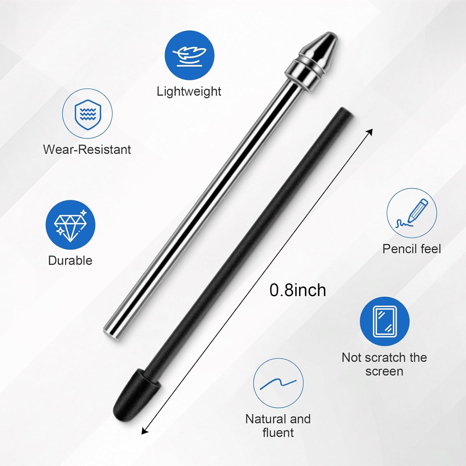 No Wore Out Titanium Alloy Replacement Fine Tips 1 Pcs & 10 Pcs Soft Felt Nibs Combo Set fit for Kindle Scribe Basic and Premium Pens Digital Pen, Smooth Ballpoint Note Taking Backup Nibs