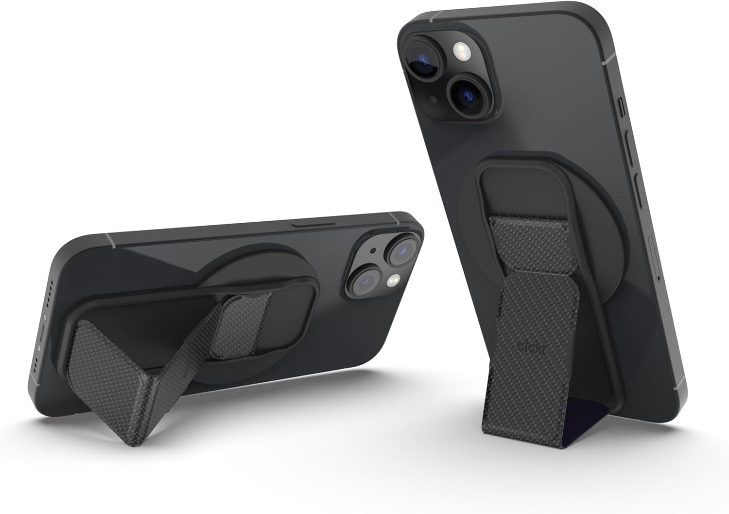 CLCKR for MagSafe Phone Grip for MagSafe Kickstand Compatible with Mag Safe Finger Loop, 3-in1 Phone Ring Holder Strap for Mag Safe iPhone 16/15/14/13/12 Series, Galaxy S25/S24/S23/S22, Pixel - Carbon