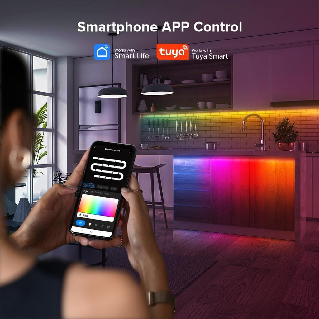 WiFi RGB IC LED Controller DR03W, Control by Smart Life/Tuya APP/Alexa/Google Home, Support WS2811/WS2812B COB Strip, SPI RGB Controller Work with WR01RF RC03RFB RF Remote