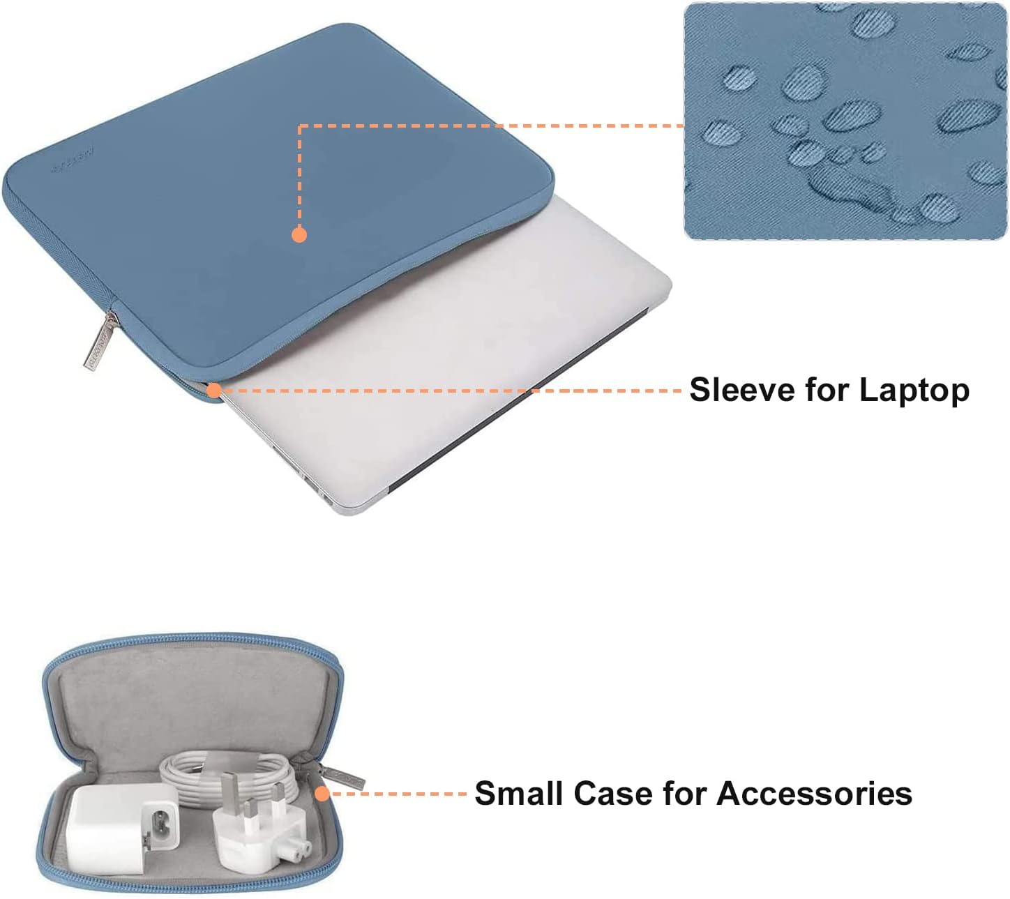MOSISO Laptop Case 13.3 inch, 13-13.3 inch Laptop Sleeve Bag Compatible with MacBook Air/Pro 13/Pro 14 M5 M4 M3 M2 M1, HP Dell ASUS Lenovo, Neoprene Computer Sleeve Bag with Small Case, Navy Lime
