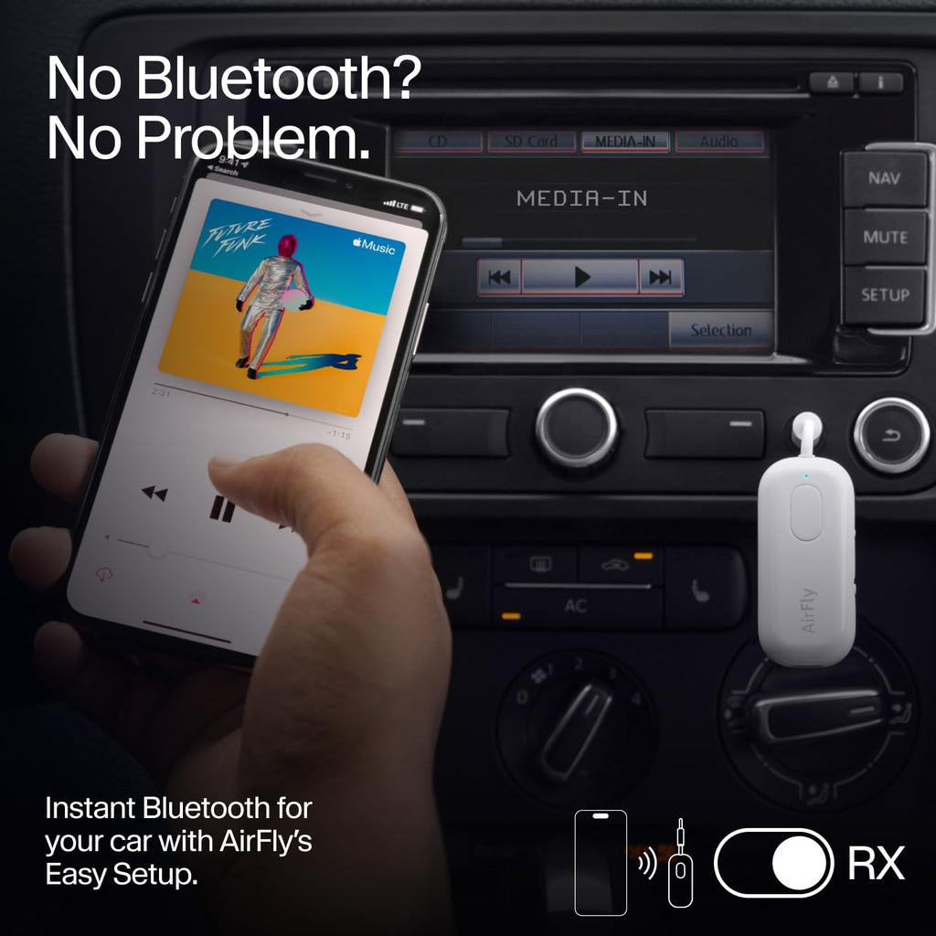 Twelve South AirFly Pro | Bluetooth Wireless Transmitter/Receiver Adapter for 2 Headphones, Audio Sharing, Compatible with 3.5mm aux Jack for Airplanes, TV, Gym, Stereo, and Travel, 25+ Hr Battery