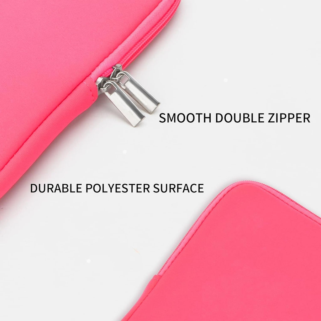 RAINYEAR Laptop Sleeve Case Compatible with 13.3 Inch Notebook Computer Tablet Chromebook 14" MacBook Pro M1 M2 M3 M4 Pro/Max Soft Cover Protective Case Carrying Bag (Bright Pink, Upgraded Version)