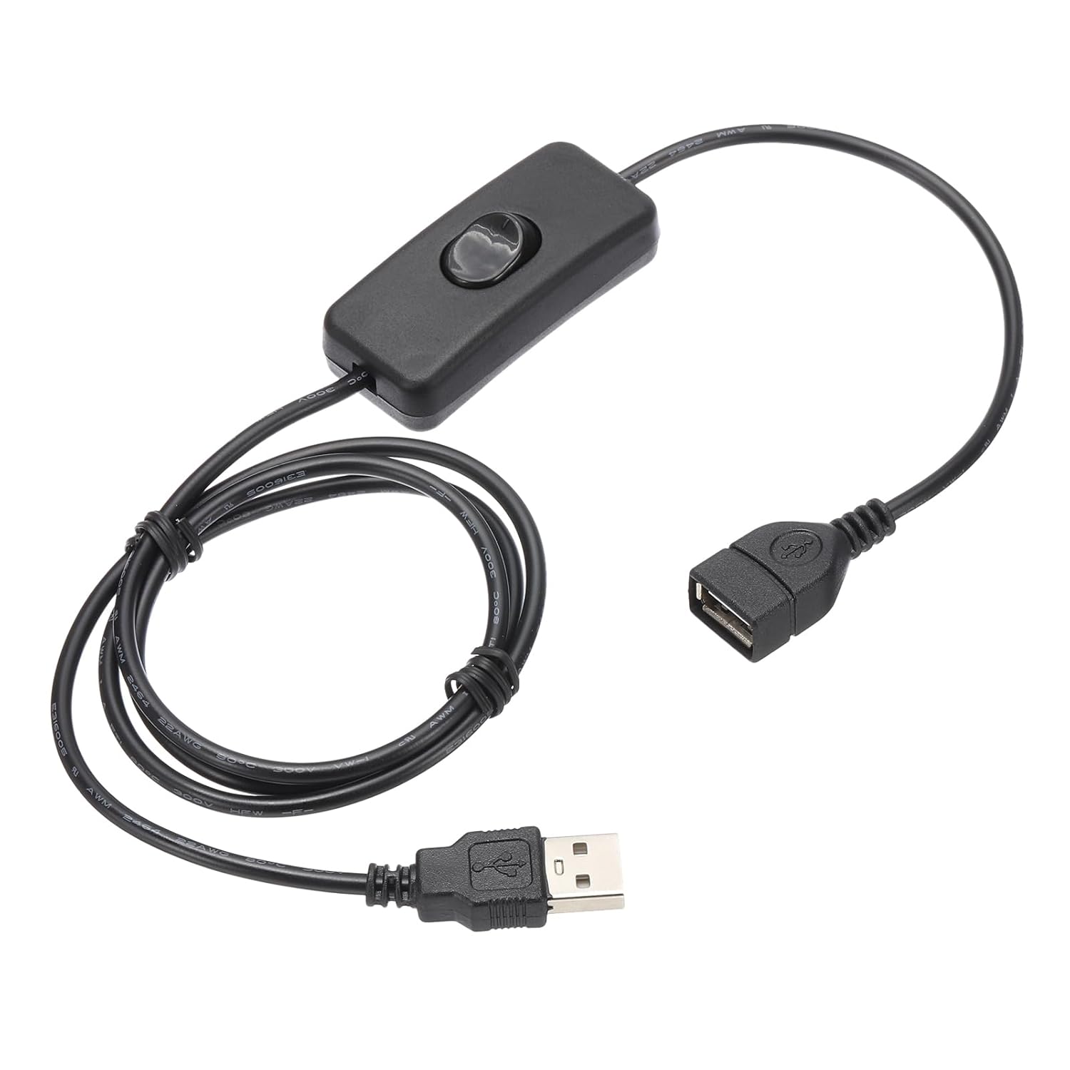MECCANIXITY USB Extension Cable with ON/Off Toggle Switch 1m USB Male to Female Extension Cord for Desk Lamp Fan LED Light Strip Black Pack of 1