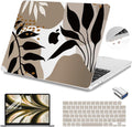 Teryeefi for MacBook Air 13.6 inch Case M2 M3 2022 2023 2024 A2681 A3113, Plastic Hard Shell with Screen Protector & Keyboard Cover & USB 3.0 Adapter for MacBook Air 13 inch, Abstract Tropical Leaves