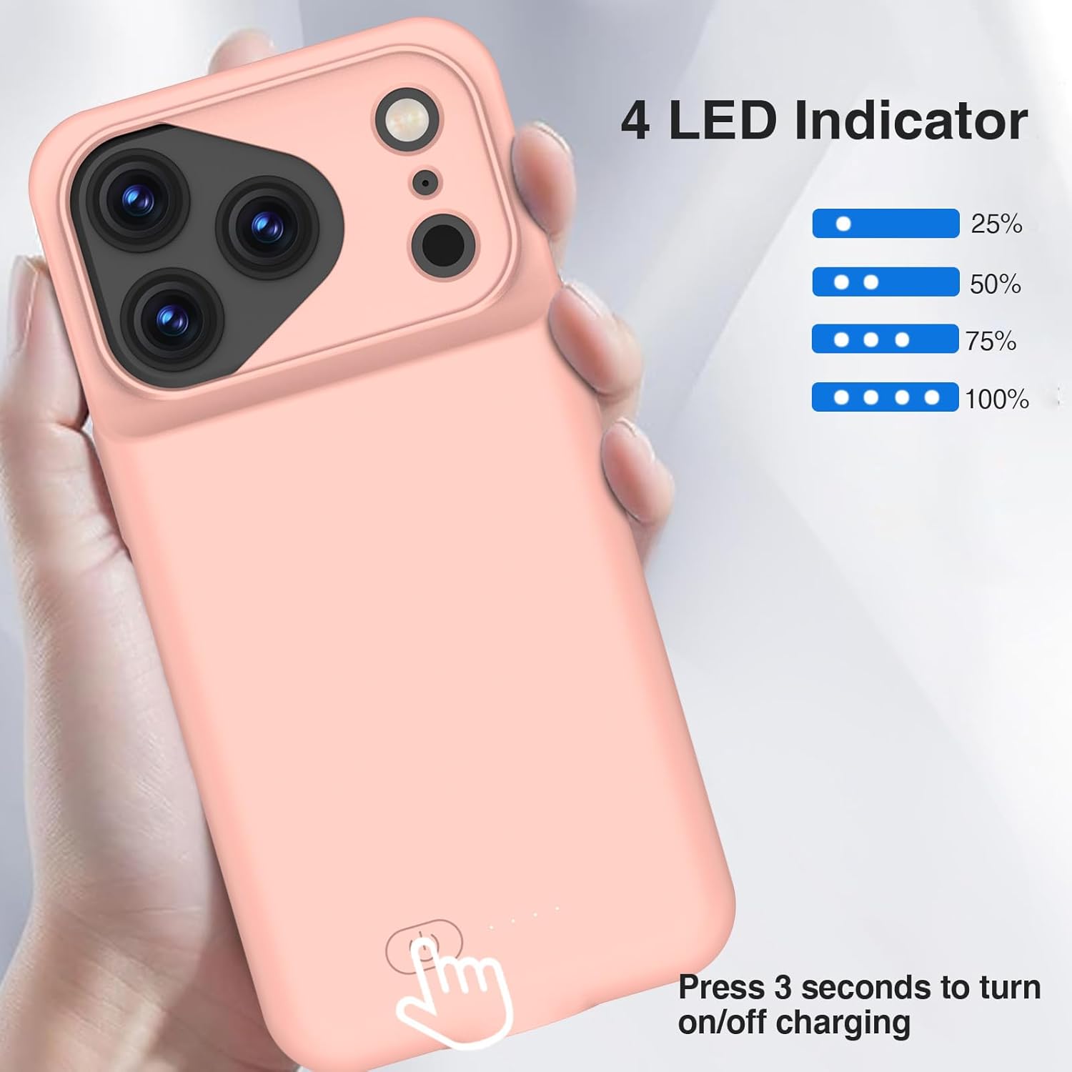 GIN FOXI Battery Case for iPhone 17 Pro, Charging Case Charger 8500mAh Ultra-Slim Lightweight Powerful Battery Pack 15W Fast Rechargeable Anti-Fall TPU Juice Box for iPhone 17 Pro (6.3") Pink