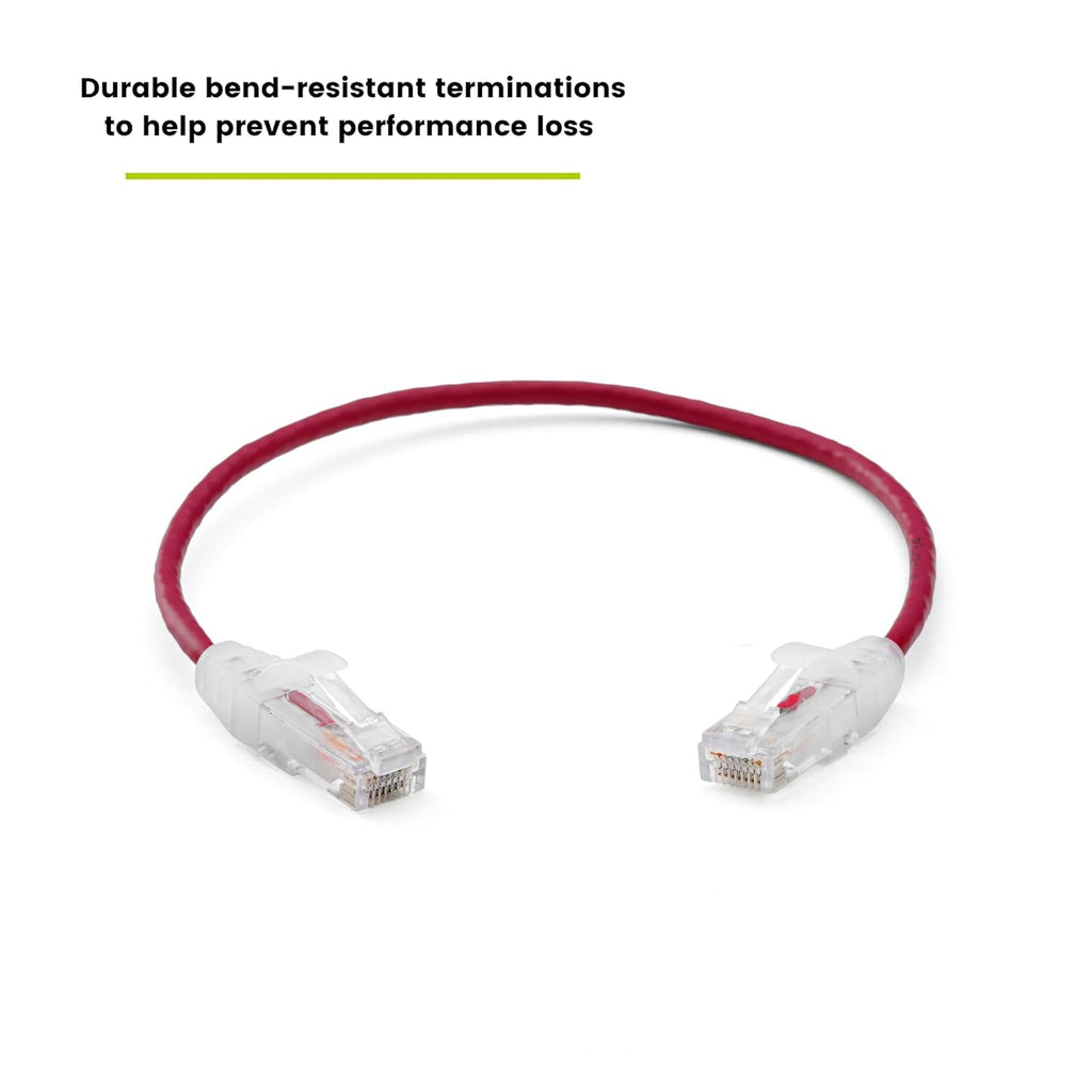 TRUECABLE Cat6 Component Rated Patch Cable, Unshielded (U/UTP), 1ft, Red, 28AWG Solid Copper, Snagless 10G High-Speed Ethernet Cable, PoE++ 4PPoE 100W, UL Listed, RoHS-3, 1 Pack