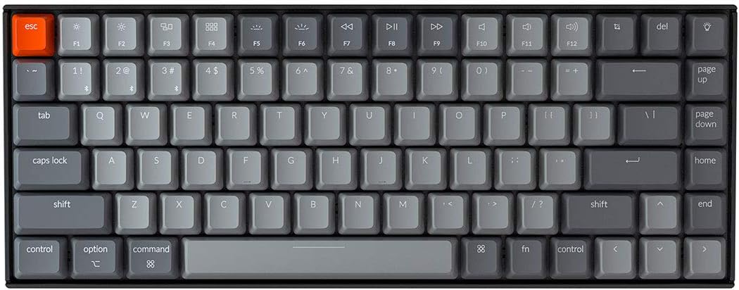 Keychron K2 75% Layout Bluetooth Wireless Mechanical Keyboard K Pro Brown Switch/White LED Backlit/USB C/Anti Ghosting/N-Key Rollover, 84 Keys Gaming Keyboard for Mac Windows-Version 2