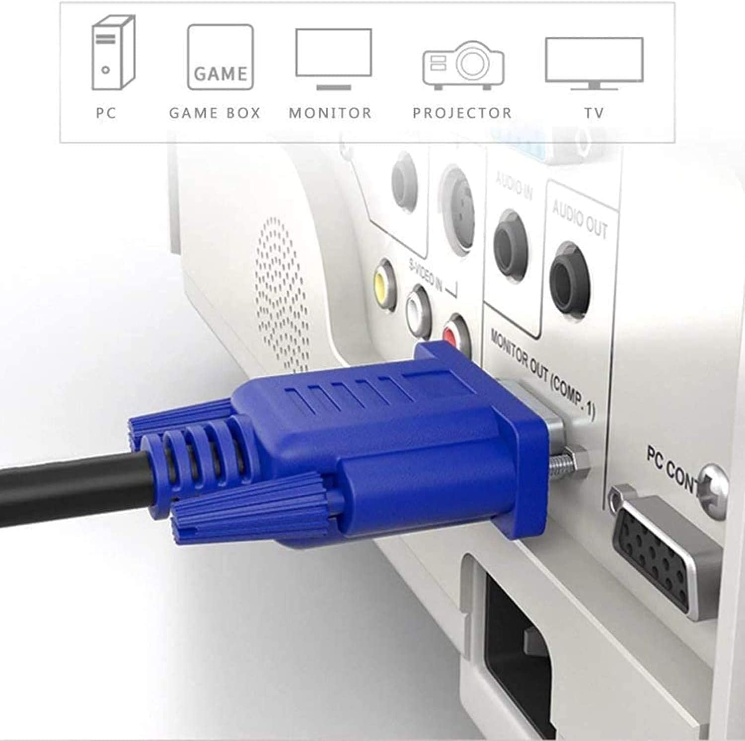 PASOW VGA to VGA Monitor Cable HD15 Male to Male for TV Computer Projector (15 Feet)