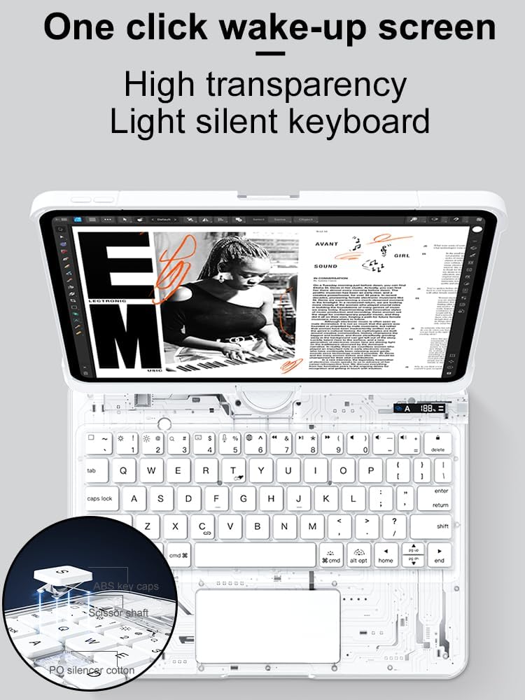 KARTICE Case with Wireless Keyboard Compatible with iPad 10th 2022 10.9 inch, Multi-Touch Trackpad, 7 Color Backlight, 360° Rotating Stand with Pencil Holder for 10th, Excludes iPad and Pencil