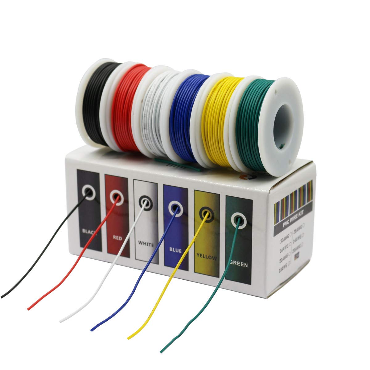 Hook up Wire Kit (Stranded Wire Kit) 26 Gauge 6 Colors 32.8 feet Each Electrical Wire 26 AWG PVC Wire