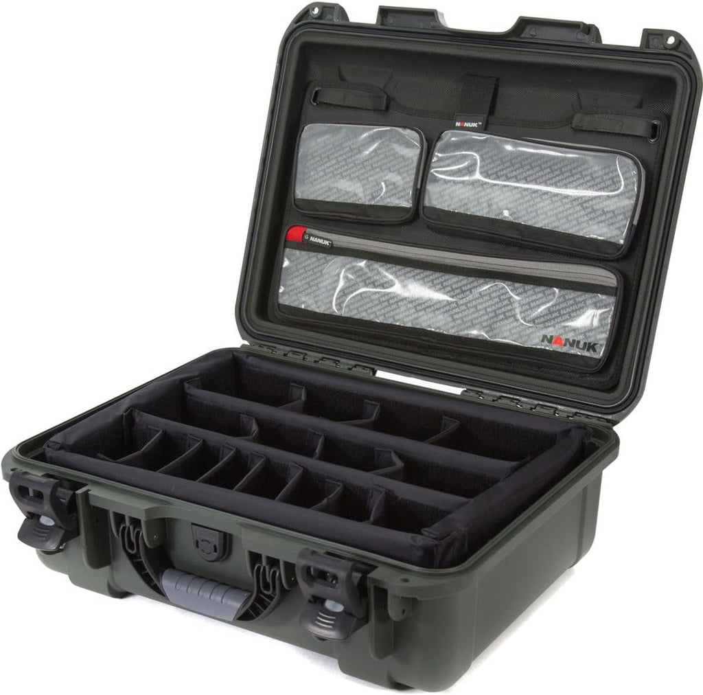 NANUK Large Series 930 Lightweight NK-7 Resin Waterproof Hard Case with Lid Organizer and Padded Dividers, Olive