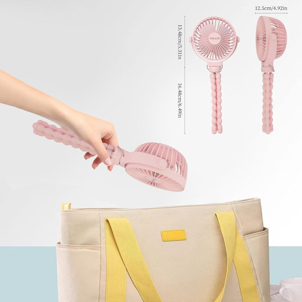 Portable Stroller Fan Personal rechargeable USB Fans With 5200mAh 3 Speeds Battery Small Baby Car Seat Mini Handheld Clip On Fan for Pram Crib Bike Treadmill Outdoor Camping Travel and Student Desk