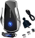 Wireless Car Charger Mount Automotive Electric Induction 15W Fast Charging Auto Clamping Car Phone Holder Mount Wireless Charging Mount Air Vent Phone Holde Compatible with All Android (Silver)