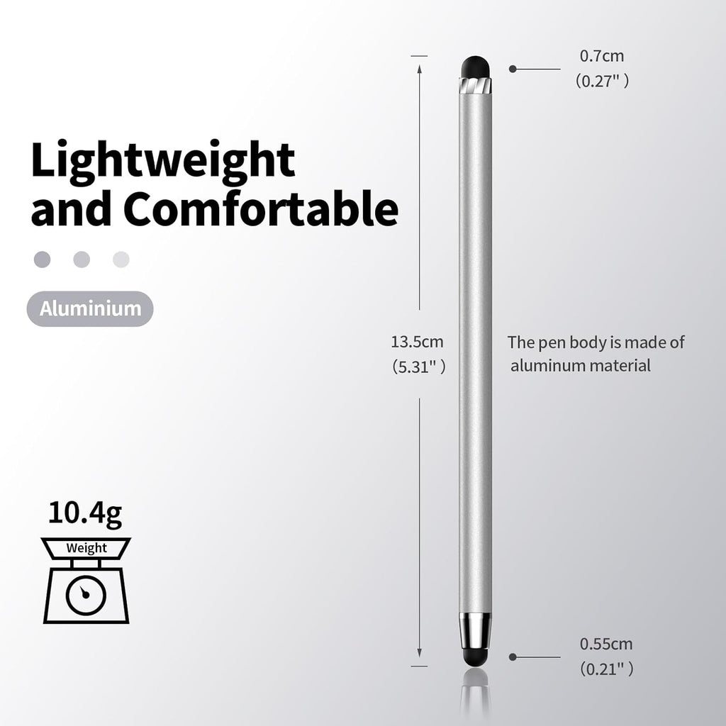 10 PCS Stylus,Stylus Pen for Touchscreen,Stylus 2-in-1 High Sensitivity & Precision Suitable for All Touch Screens of iPhone/ipad/Android Tablets(10 Stylus Pen Silver/Black + 20 Tips)