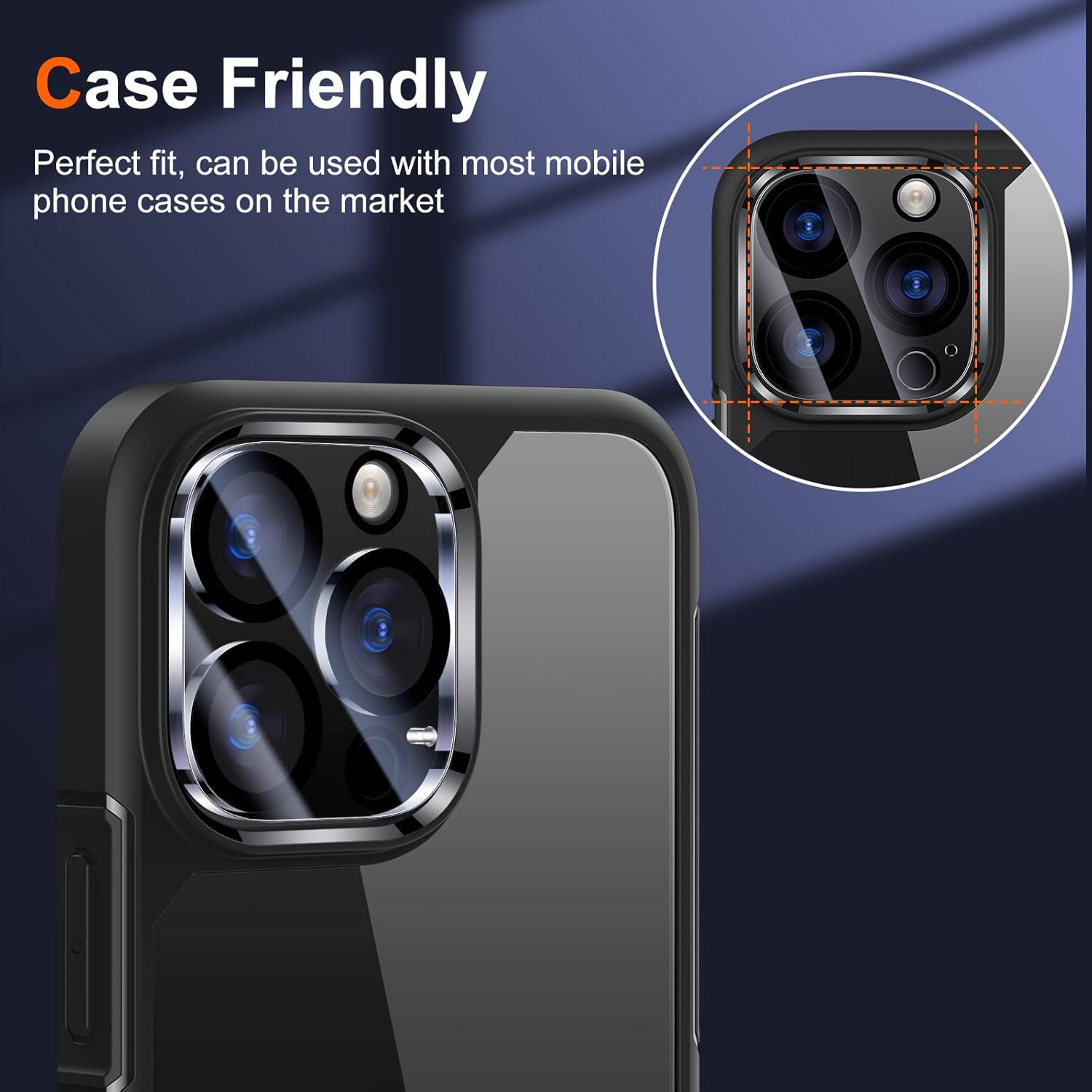 UniqueMe [3 Pack for iPhone 13 Pro/iPhone 13 Pro Max Camera Lens Protector, Tempered Glass [Case Friendly][New version][Scratch-Resistant][Easy Installation] - Clear
