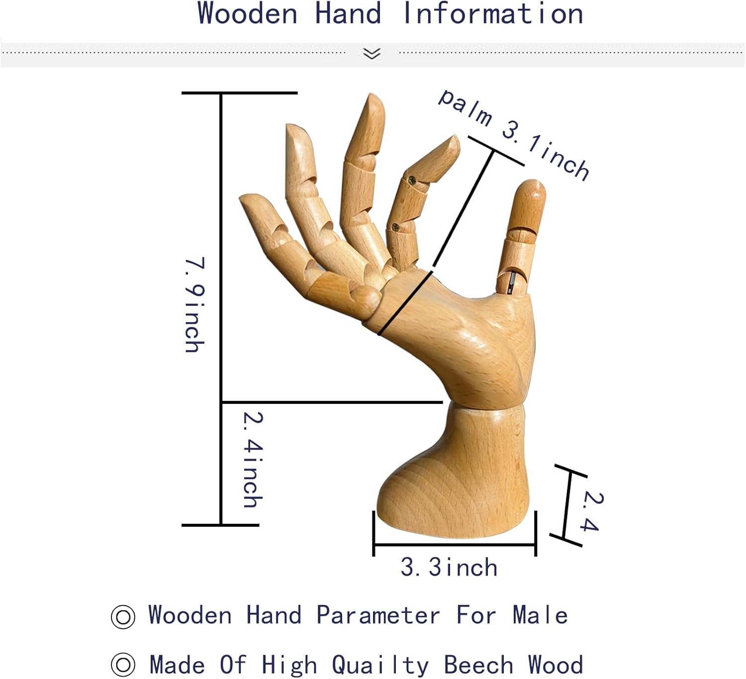 Mannequin,Mannequin Hand,Hand Model,Hand Mannequin for Nails,Drawing Mannequin Wooden Hand,Wooden Mannequin,Wood Hand,Hand Model for Drawing,Male Hand of Right.