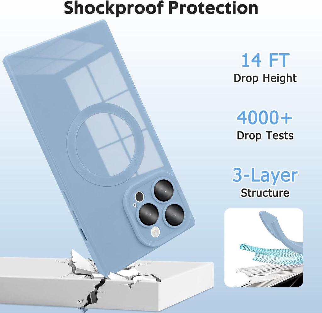 Designed for iPhone 15 Pro Max Case Compatible with Magsafe Cover Camera Lens Protector Military Grade Protection Shockproof Soft TPU Slim Magnetic Phone Case for iPhone 15 Pro Max Blue