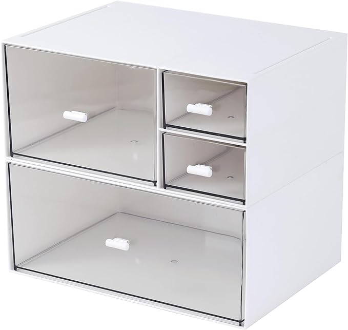 MILULUGO Desk Organizer with 4 Drawers, Makeup Organizer, Desktop Storage Box by MILULUGO