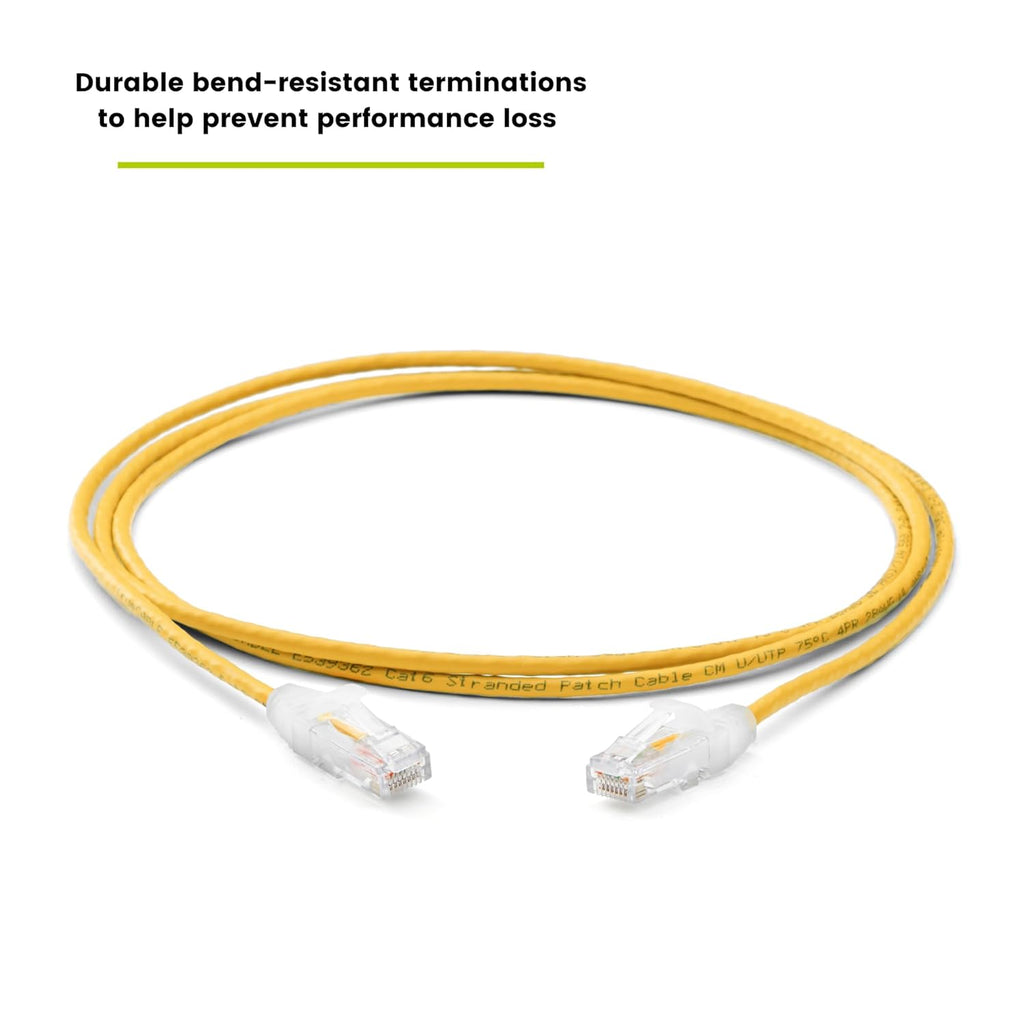TRUECABLE Cat6 Component Rated Patch Cable, Unshielded (U/UTP), 7ft, Yellow, 28AWG Solid Copper, Snagless 10G High-Speed Ethernet Cable, PoE++ 4PPoE 100W, UL Listed, RoHS-3, 1 Pack