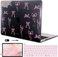 for 2020 2021 2022 MacBook Pro 13 inch Case M2 M1 A2338 A2289 A2251 with Touch Bar & Touch ID, Printed Pattern Plastic Hard Shell Case Keyboard Cover Screen Protector, Pink Bowknot Black