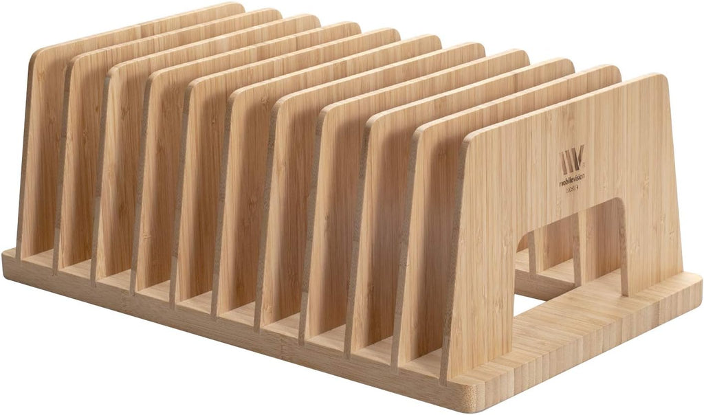 MobileVision Bamboo Device Organizer for Smartphones, Tablets and Laptops, 10 Slots